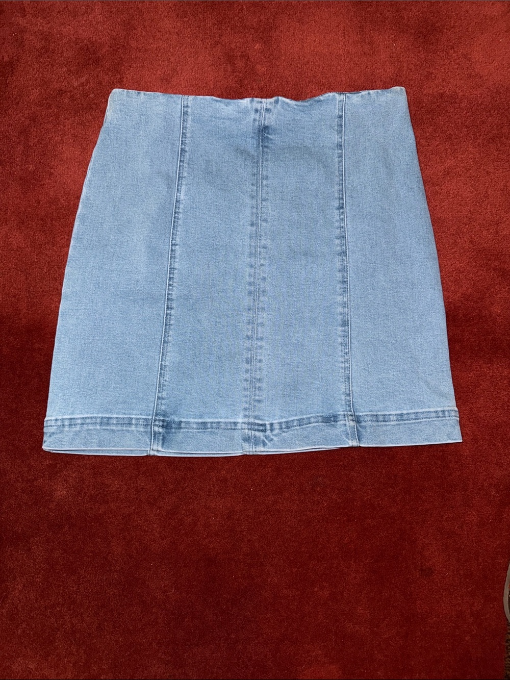 Light Blue Denim Panel Mini Skirt